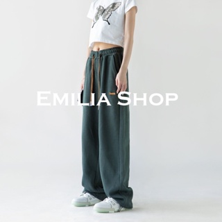 EMILIA SHOPกางเกงขายาวกางเกงเอวสูงกางเกงขายาวผู้หญิงสไตล์เกาหลี 2022 ใหม่K011157