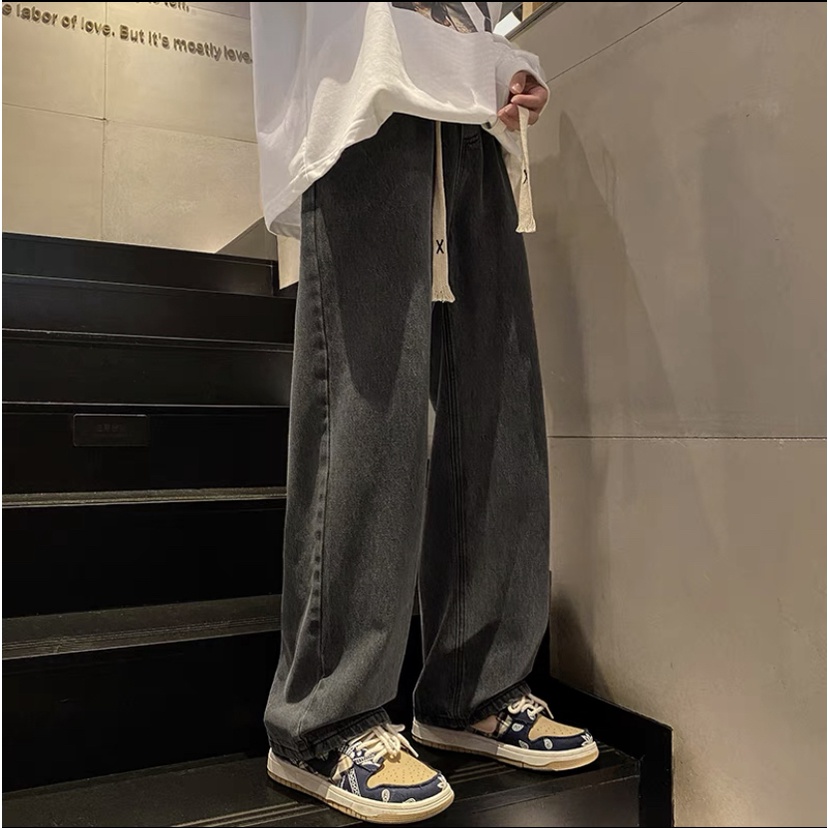 ภาพหน้าปกสินค้ากางเกงยีนส์ขายาวผู้ชาย เอวยางยืด เท่ๆสไตล์เกาหลี
