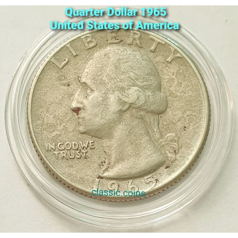 เหรียญ-quarter-dollar-1965-united-states-of-america-ผ่านใช้