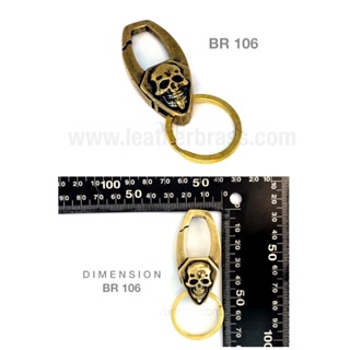 สินค้า BR106 พวงกุญแจกระโหลก Skull ทองเหลืองแท้ มีตะขอเกี่ยวเข็มขัดได้**ราคาต่อชิ้น**