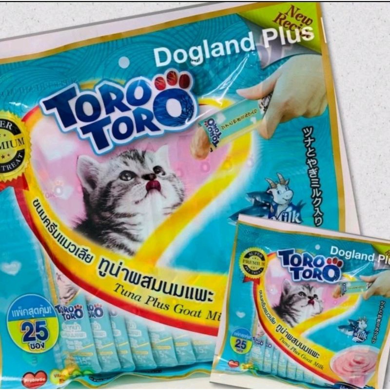 toro-toro-โทโร-โทโร่-ขนมครีมแมวเลีย-ทูน่าผสมนมแพะ-แพ็ค-1-15-g-x-25-ซอง