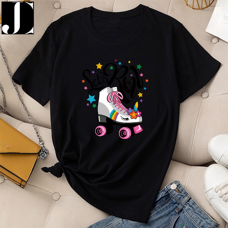เสื้อยืดวินเทจ-ฤดูร้อนผู้หญิงลําลองแฟชั่นเสื้อยืดกราฟิกตลกปกติแขนสั้นสเก็ตจดหมายพิมพ์ผู้หญิงผ้าฝ้าย-100-คอกลม