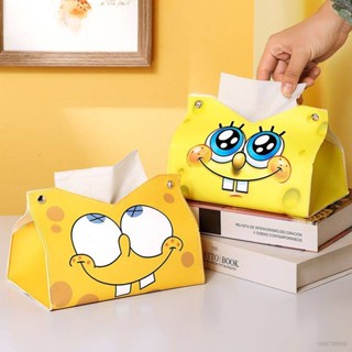 กล่องทิชชู่ ลายการ์ตูน SpongeBob SquarePants น่ารัก กันน้ํา ของใช้ในครัวเรือน สําหรับหอพัก รถยนต์ ห้องนั่งเล่น