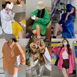 Cicishop(2165)เสื้อเชิ้ตทรงoversize เนื้อผ้าดีทรงสวยใส่แมทช์ง่ายสไตล์เกาหลีสุดๆ