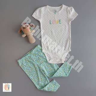 บอดี้สูท พร้อมกางเกงเด็กหญิง ลาย Love คาร์เตอร์ Carters ของใหม่