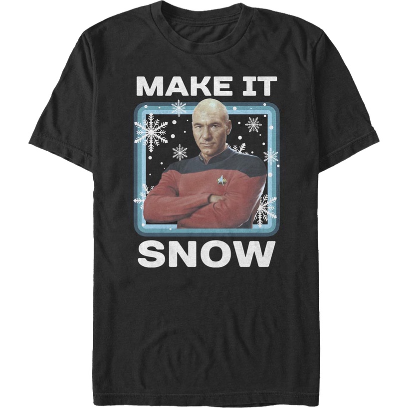 make-it-snow-star-trek-the-next-generation-t-shirt-เสื้อยืดสีขาวผู้ชาย-เสื้อยืดสีพื้น