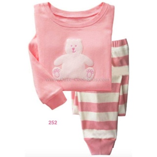 L-HUG-252 ชุดนอนเด็กผู้หญิง สีชมพูลายหมี Size-130 (6-7Y)