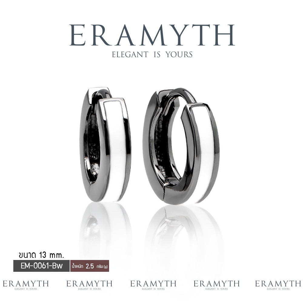 eramyth-jewelry-ต่างหูห่วง-ดีไซน์ลงสี-white-enamel-ตัวเรือน-เงินแท้-92-5-13mm-em-0061-พร้อมส่ง