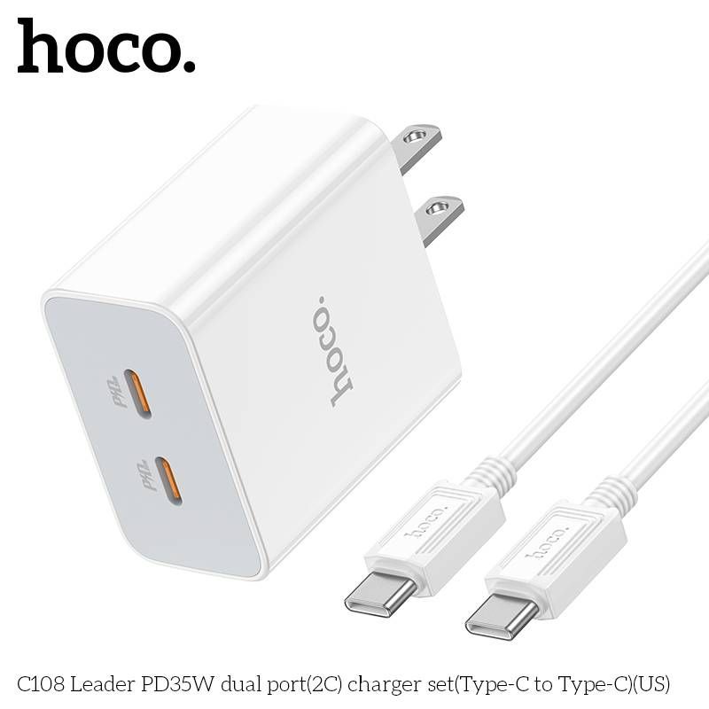 hoco-c108-ชุดชาร์จ-pd35w-รูtc-2-dual-port-2c-fast-charger-set