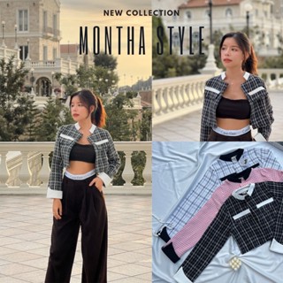 MONTHA​ STYLE เสื้อคลุมแขนยาวผ้าทวิต ใส่คลุมกันหนาวกันแดด ได้ลุค luxury สุดๆ