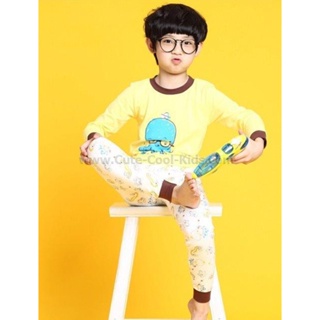 L-PJB-802-KI ชุดนอนเด็ก สีเหลือง ลายปลาหมึกSize-110 (4-5Y)