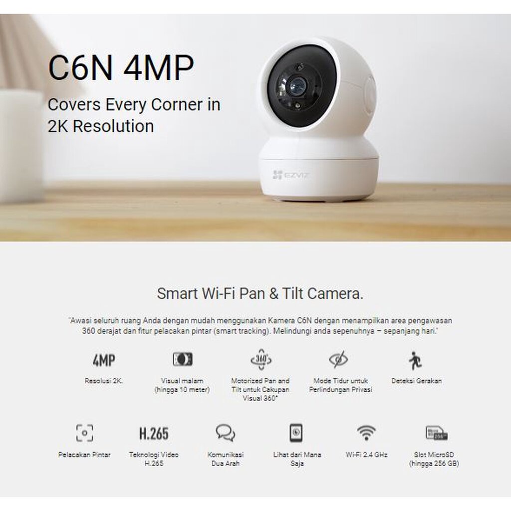 ภาพสินค้า️ส่งด่วนใน1ชม.ทักแชท ️กล้องวงจรปิดไร้สาย EZVIZ C6N 4 ล้าน 4MP Wi-Fi PT Camera IP Security Camera 2.4GHz กล้องวงจรปิด... จากร้าน nava.it บน Shopee ภาพที่ 1