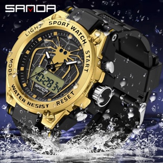 Sanda นาฬิกาข้อมือสปอร์ตแฟชั่น กันน้ํา สไตล์ทหาร หรูหรา สําหรับผู้ชาย