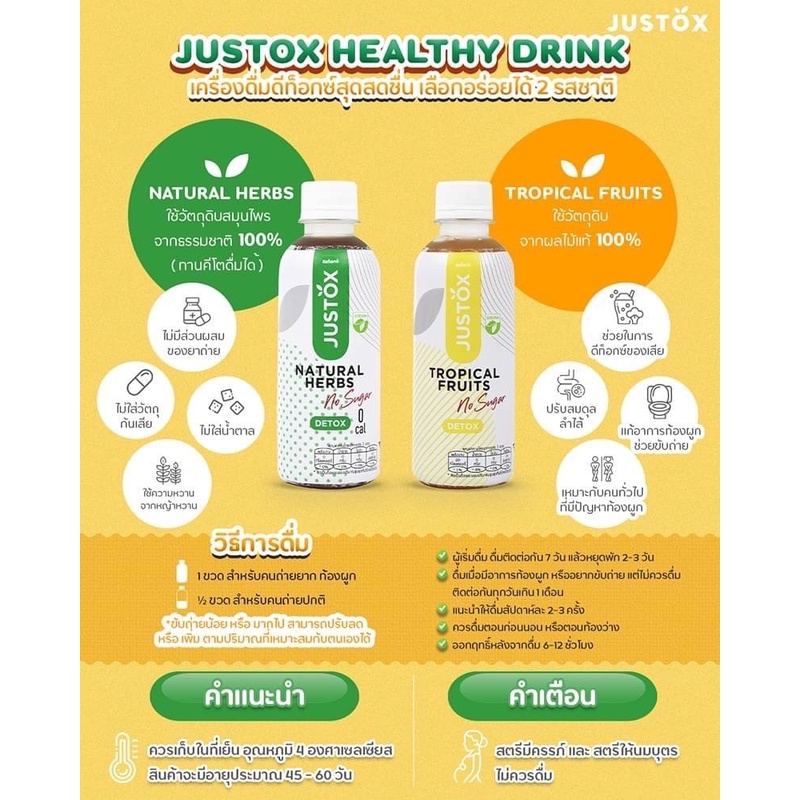 ภาพสินค้าJustox Healthy Drink เครื่องดื่มdetoxสมุนไพร ดีท็อกซ์ของเสีย รส Natural herbs เครื่องดื่มสุขภาพ ดีท็อกซ์ของเสีย ลดพุง จากร้าน justoxdrink บน Shopee ภาพที่ 8
