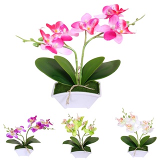 【AG】1Pc Artificial Silk Butterfly Orchid Flower Bouquet Wedding Home Floral Decor