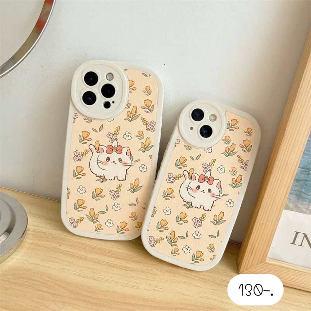 เคสโทรศัพท์-เคสลายการ์ตูน-เคสหนังลายแมวในสวนดอกไม้สีเหลือง