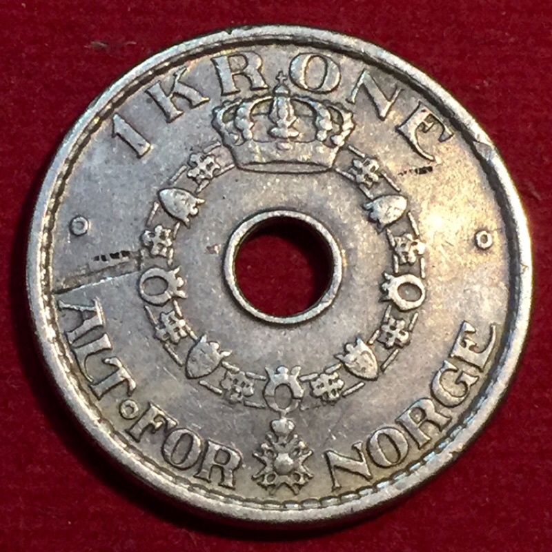 เหรียญนอร์เวย์-ปี-1951-1-krone-ผลิตน้อย