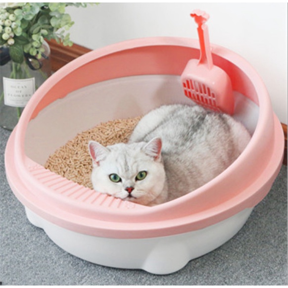 bn-101-กระบะทรายแมว-ห้องน้ำแมว-ของใช้แมว-ขอบสูงป้องกันทรายกระเด็น-สีพาสเทล-พร้อมที่ตัก-พร้อมส่ง