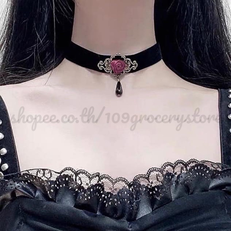 choker-โชกเกอร์โกธิคลูกไม้-สร้อยลูกไม้สไตล์โกธิค-เครื่องประดับสำหรับผู้หญิง