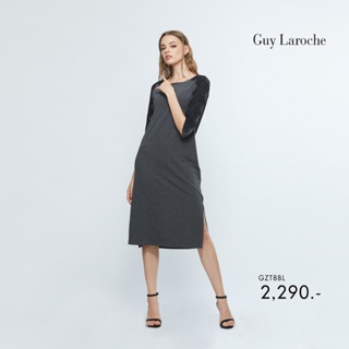 Guy Laroche ชุดเดรส COZY KNIT : Luxury jersey dress แต่งลูกไม้ที่แขน (GZT8BL)