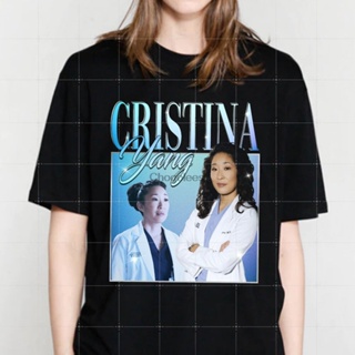👕✨เสื้อยืดพิมพ์ลายแฟชั่น เสื้อเชิ้ต Cristina Yang สําหรับผู้ชาย และผู้หญิง สีเทา&amp;amp;#เสื้อยืด พิมพ์ลาย 39s Anatomy San