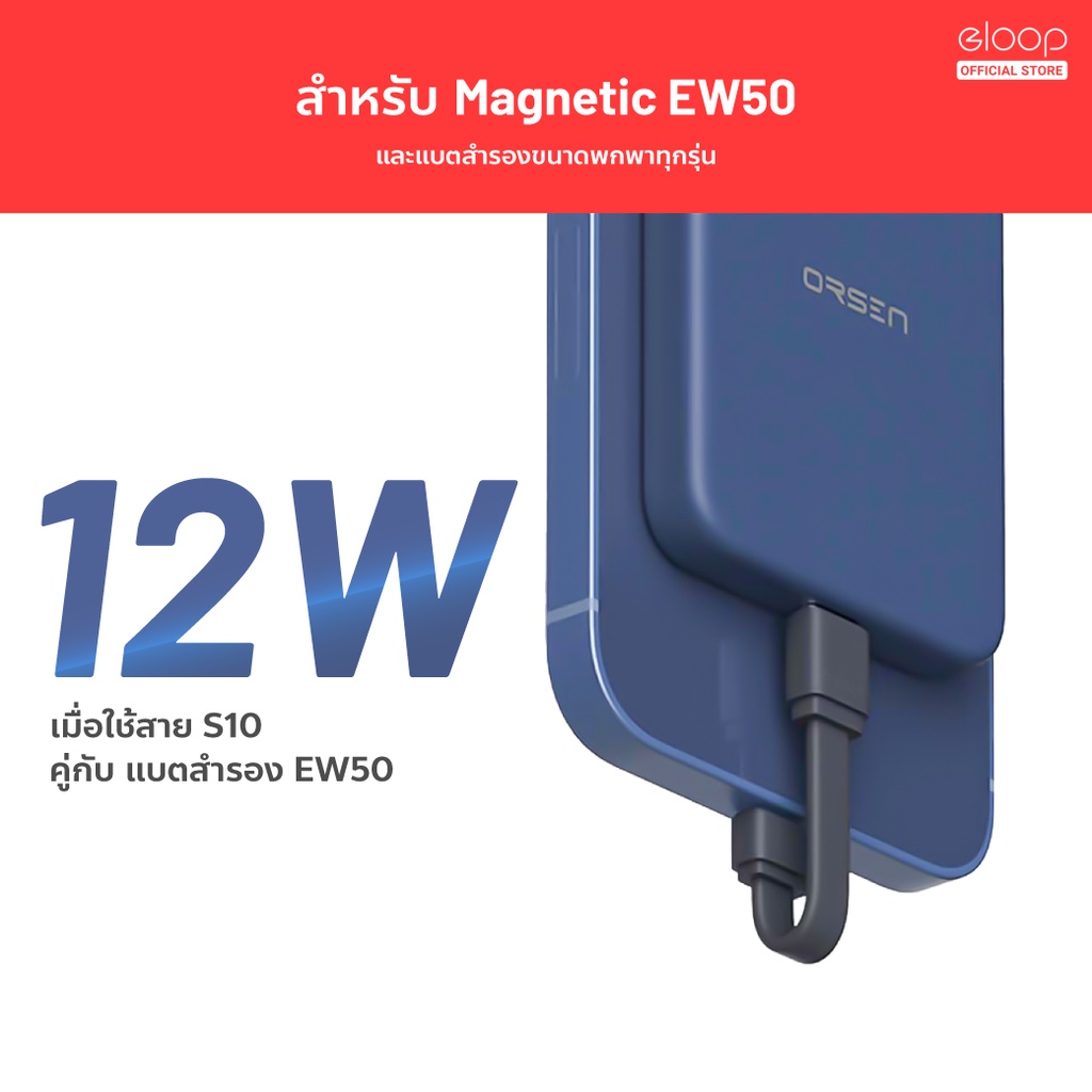 ภาพสินค้าOrsen by Eloop EW54 MagCharge Magnetic 10000mAh แบตสำรอง ไร้สาย Power Bank USB Type C พาวเวอร์แบงค์ Wireless Charger PowerBank พาเวอร์แบงค์ เพาเวอร์แบงค์ แบตเตอรี่สำรอง ที่มีแถบแม่เหล็ก ของแท้ จากร้าน eloopth บน Shopee ภาพที่ 7