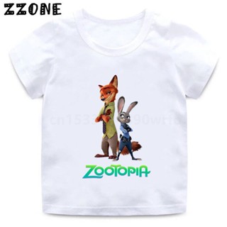 ใหม่ เสื้อยืดลําลอง แขนสั้น พิมพ์ลายการ์ตูน Zootopia Nick Wilde Judy Hopps สําหรับเด็กผู้ชาย ผู้หญิง 2022