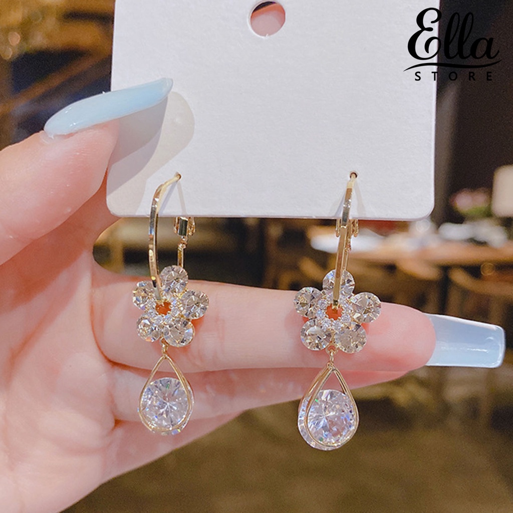 ellastore123-ต่างหู-รูปหยดน้ํา-ดอกทานตะวัน-ใบไม้ห้าแฉก-1-คู่