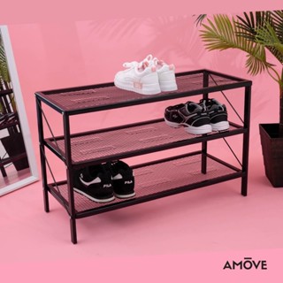 Amove เอมูฟ ชั้นวางรองเท้า 3 ชั้น สีดำ เหล็กหนา แข็งแรง ทนทาน สวยทันสมัย ประกอบง่าย AM-S2113-BK