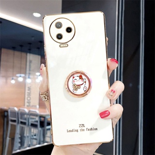 New Year เคสโทรศัพท Infinix NOTE 12 2023 NOTE12 Pro 4G NOTE 12 VIP G96 G88 ZERO 5G SMART 6 HD Fashion Soft Case with Lucky Cat Bracket Bling Plating เคส NOTE12Pro Cover