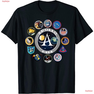loylaiya องค์การนาซา เสื้อยืดแฟชั่นผู้ชาย เสื้อผู้หญิง Apollo Missions Patch Badge, NASA Space Program T-Shirt เสื้อยืดพ