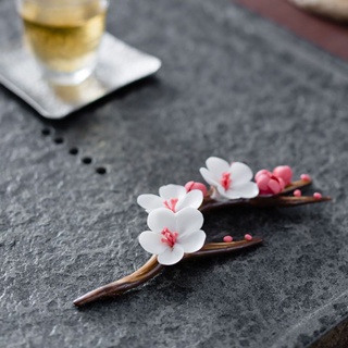เซรามิคบูติกชาสัตว์เลี้ยงเครื่องประดับ hand-kneaded ดอกไม้ magnolia พิธีชงชาชาตารางอุปกรณ์เสริมตกแต่ง plum blossom สามาร