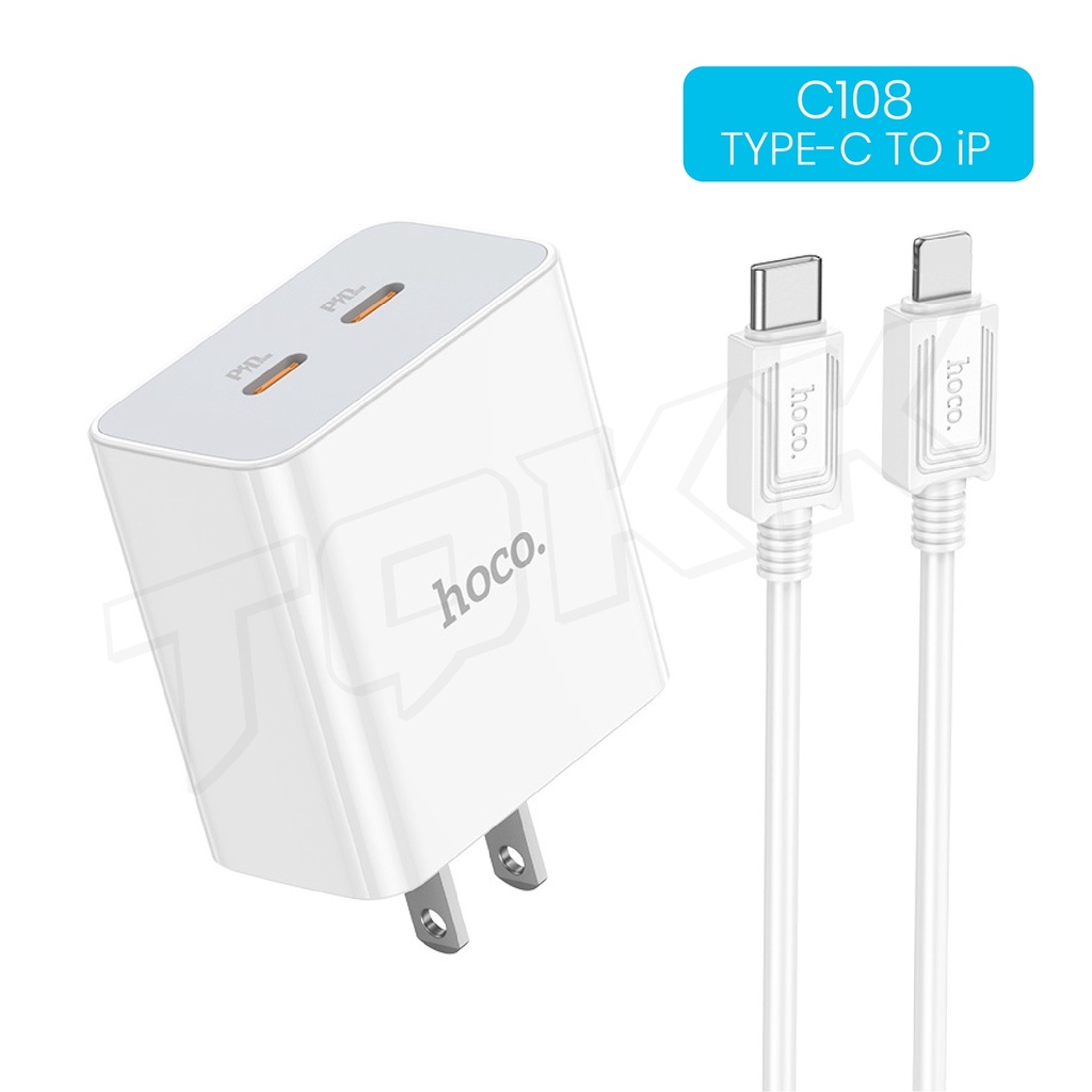 hoco-c108-หัวชาร์จ-สายชาร์จ-pd35w-type-c-x2-dual-port-2pd-2c-fast-charger-set-ชาร์จเร็ว-รุ่นใหม่ล่าสุด