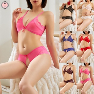 Womens Mesh Bra Set Sexy Open Crotch Lingerie Bikini G-String Thong Underwear 2022 hot sale enw