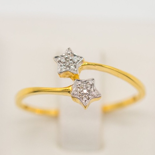 ภาพหน้าปกสินค้าHappy jewelry แหวนดาวคู่ ดาวประกาย 2 ดวง สวย เก๋ ใส่ติดนิ้วได้ทุกวัน แหวนเพชร แหวนทองเพชรแท้ ทองแท้ 37.5% ME599