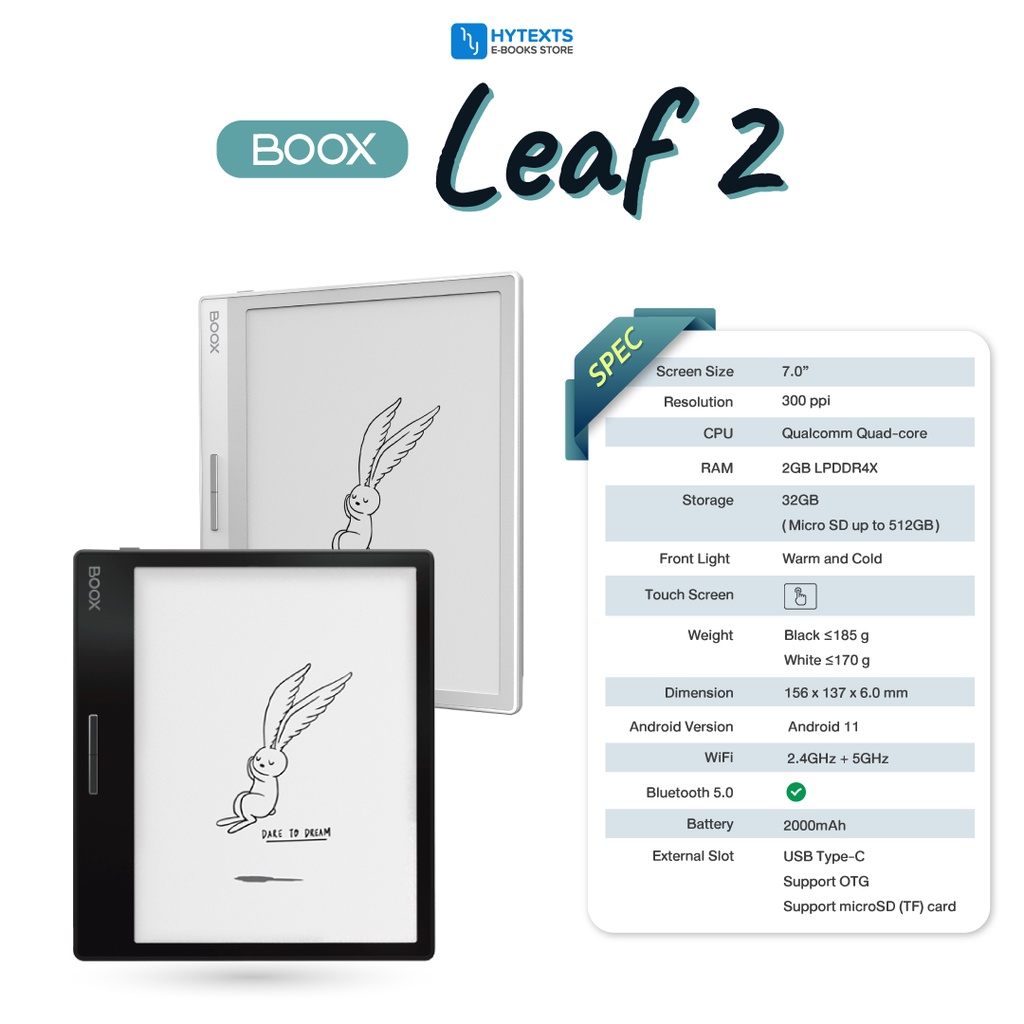 Boox Leaf 2 E-reader 7 นิ้ว ถนอมสายตา เบาพกสะดวก รองรับ PlayStore