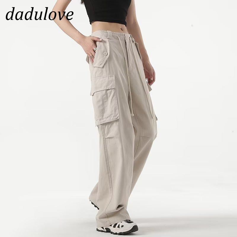 dadulove-new-korean-version-khaki-overalls-high-waist-loose-casual-pants-fashion-large-size-wide-leg-pants