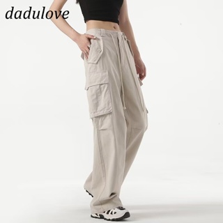 DaDulove💕 New Korean Version Khaki Overalls High Waist Loose Casual Pants Fashion Large Size Wide Leg Pants