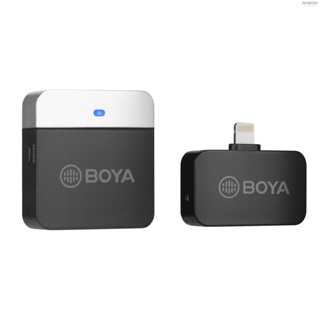 Boya BY-M1LV-D 2.4GHz เครื่องส่งสัญญาณระบบไมโครโฟนไร้สาย + ตัวรับสัญญาณ ไมโครโฟนบันทึกเสียง ขนาดเล็ก แบบเปลี่ยน สําหรับ iOS สมาร์ทโฟน แท็บเล็ต บันทึก Vlog ถ่ายทอดสด ประชุมทางวิดีโอ อินเตอร์เน็ต