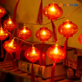 สายไฟ LED 10 ดวง 2 เมตร สีแดง สําหรับตกแต่งบ้าน เทศกาลตรุษจีน
