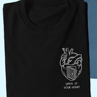 🔥 MTRPDSEP9 โค้ดลด20%✨ เสื้อยืด Open up your heart T-shirt Unisex ผ้าคอตตอนนุ่ม ใส่สบาย ระบายอากาศได้ดี ไม่บาง 🔥