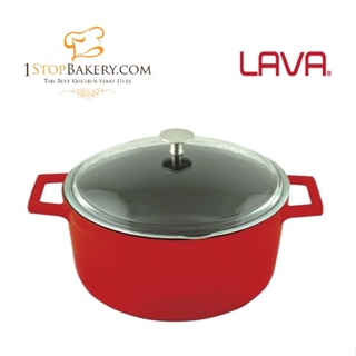 Cast iron Lava LV Y TC K3 R Round Casserole with Glass Lid / หม้อตุ๋นทรงกลมฝาแก้ว