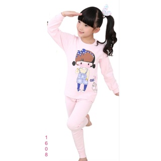 L-PJG-1608-GM ชุดนอนเด็กหญิง แนวเกาหลี สีชมพูลาย Girl 🚒 พร้อมส่ง ด่วนๆ จาก กทม 🚒