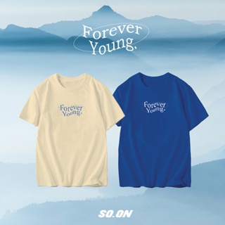 【cotton Tshirts👕】(ใส่โค้ด WUHMZC ลดสูงสุด 40.-) เสื้อยืดทรง Oversize ลาย Forever Young