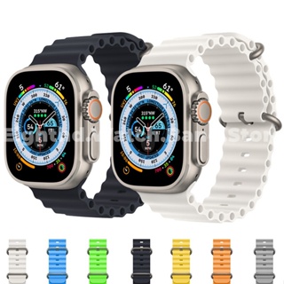สายนาฬิกาข้อมือซิลิโคน อุปกรณ์เสริม สําหรับ Apple Watch Ultra 2 Ultra Series 9 8 7 6 SE 5 4 3 2 1 ขนาด 49 มม. 41 มม. 45 มม. 44 มม. 42 มม. 40 มม. 38 มม.