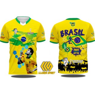 เสื้อกีฬาแขนสั้น ลายทีมชาติฟุตบอล Brazil viva world cup 2022