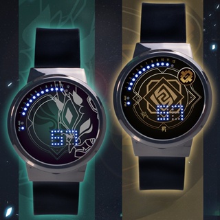 นาฬิกาข้อมืออิเล็กทรอนิกส์ หน้าจอสัมผัส กันน้ํา ลายการ์ตูนอนิเมะ Game Genshin Impact Peripheral Zhongli Hu Tao Xiao Beelzebul