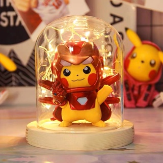 โมเดลฟิกเกอร์ Pokemon Pikachu Iron Man Superhero ขนาด 10 ซม. ของเล่นสําหรับเด็ก