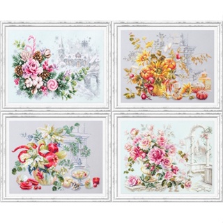 ชุดปักครอสติช ดอกไม้ ผลไม้ วิว ฤดูกาล (Flower &amp; fruit Cross stitch kit)