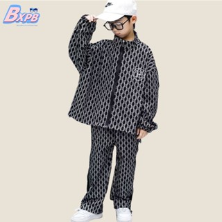 [BXPB] เสื้อแจ็กเก็ตสูทลําลอง ทรงหลวม และกางเกงขายาว ลายสก๊อต สวมใส่สบาย แฟชั่นอินเทรนด์ สําหรับเด็กผู้ชาย อายุ 3-15 ปี